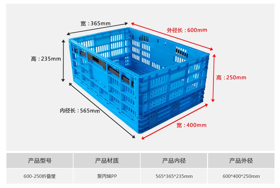 軒盛塑業600-250塑料折疊周轉筐