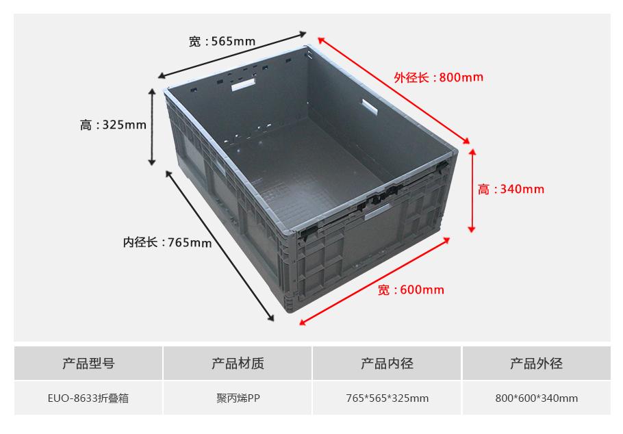 軒盛塑業EUO8633塑料折疊物流箱