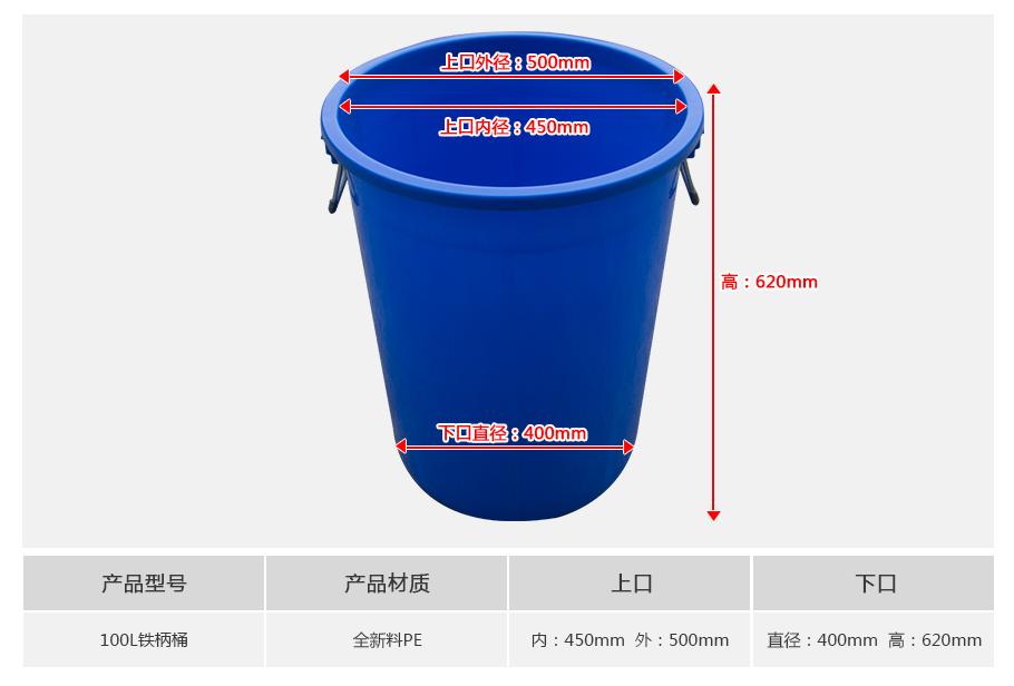 軒盛塑業100L塑料鐵柄桶