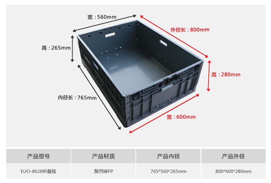 軒盛塑業EUO8628塑料折疊物流箱