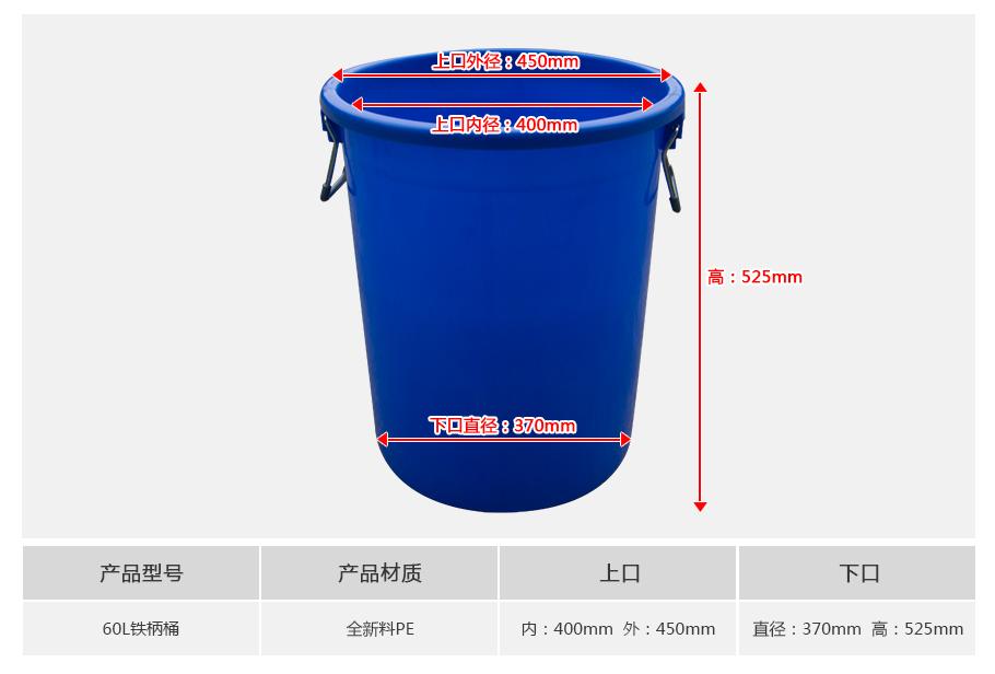 軒盛塑業60L塑料鐵柄桶