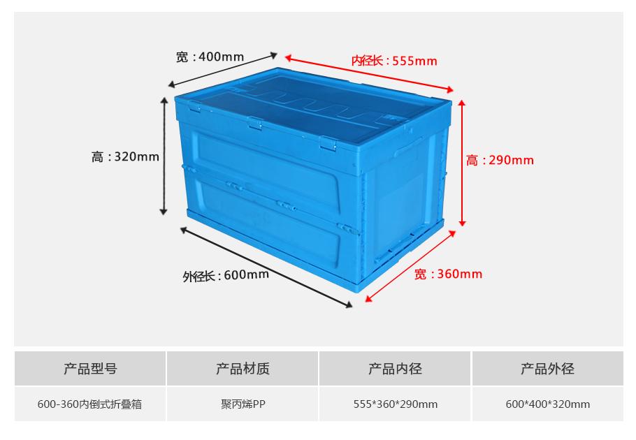 軒盛塑業600-360塑料內倒式折疊周轉箱